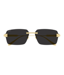 Cartier Santos CT0652S rimless rectangle sunglasses in Gold-Grey, front view