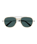 Cartier Santos CT0477S aviator sunglasses in Silver-Green, front view
