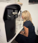 In-store eye exam service with modern diagnostic technology