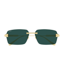Cartier Santos CT0652S rimless rectangle sunglasses in Gold-Green, front view