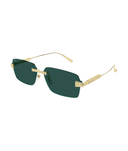 Cartier Santos CT0652S rimless rectangle sunglasses in Gold-Green, three-quarter view