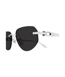 Cartier Décor C CT0661S rimless round sunglasses in Silver-Grey, side view