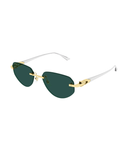 Cartier Décor C CT0661S rimless round sunglasses in Gold-Green, three-quarter view