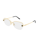 Cartier Panthère CT0679O semi-rimless rectangle eyeglasses in Gold, three-quarter view
