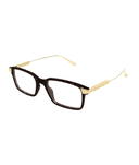 Cartier Santos CT0653O rectangle eyeglasses in Havana, three-quarter view