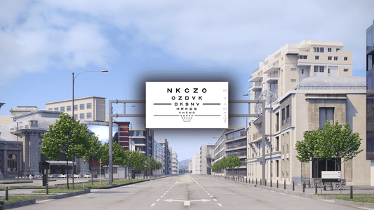 Luxury eyewear shopping experience in a modern city environment