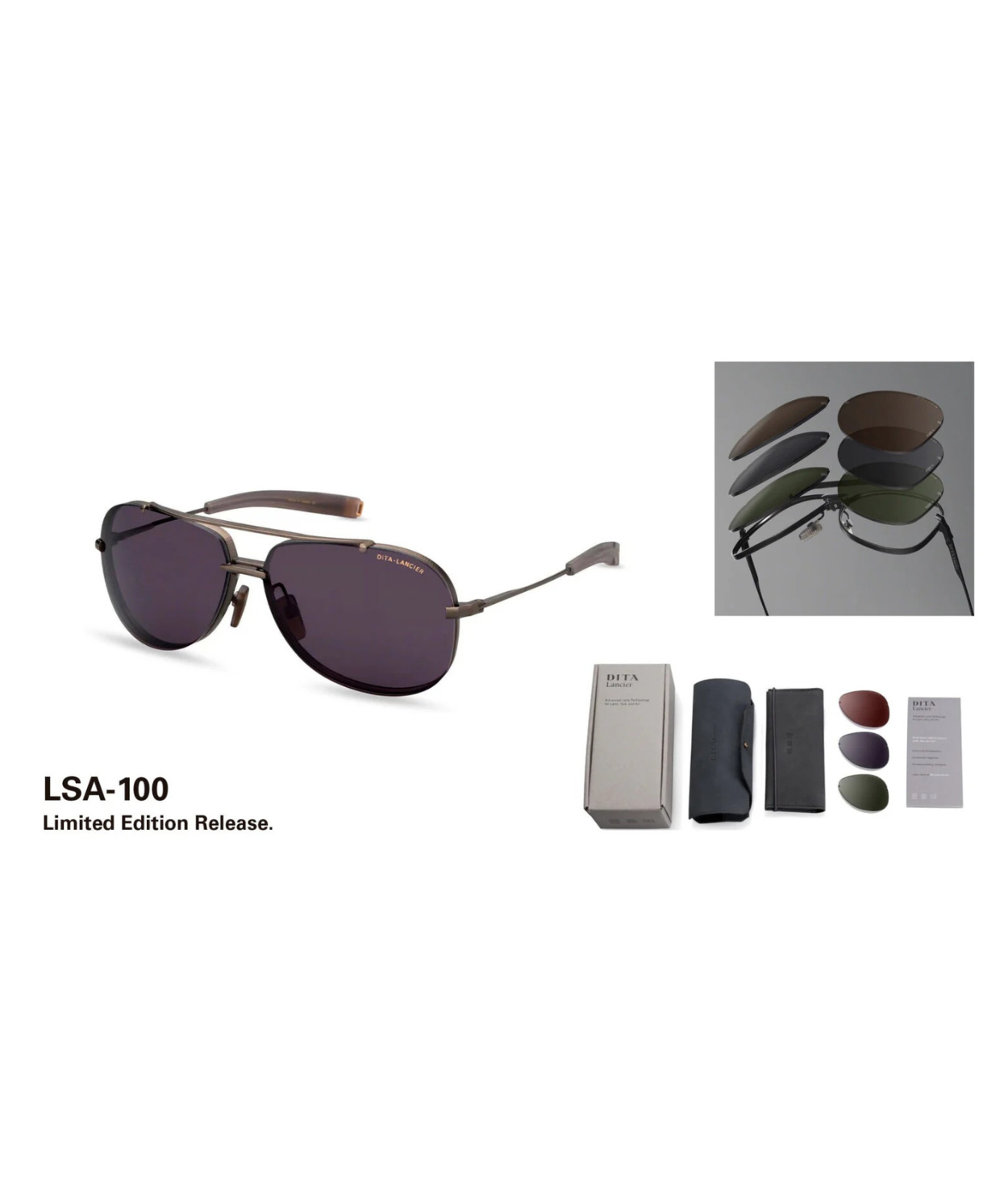 Dita Lancier LSA-100 DLS100-A Aviator Sunglasses Limited Edition