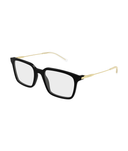 Gucci GG2252O rectangle eyeglasses in Black, three-quarter view