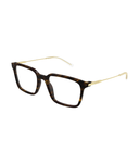 Gucci GG2252O rectangle eyeglasses in Havana, three-quarter view