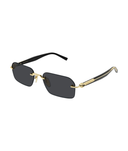Gucci GG2259S rectangle sunglasses in Gold-Grey, three-quarter view