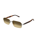 Gucci GG2259S rectangle sunglasses in Ruthenium-Brown, three-quarter view