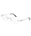 Cartier Décor C CT0290O rimless square eyeglasses in Silver, three-quarter view