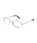 Cartier Décor C CT0442O geometric eyeglasses in Shiny Silver-Transparent, three-quarter view