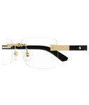 Cartier Santos CT0513O rimless rectangle eyeglasses in Gold / Black Wood, side view